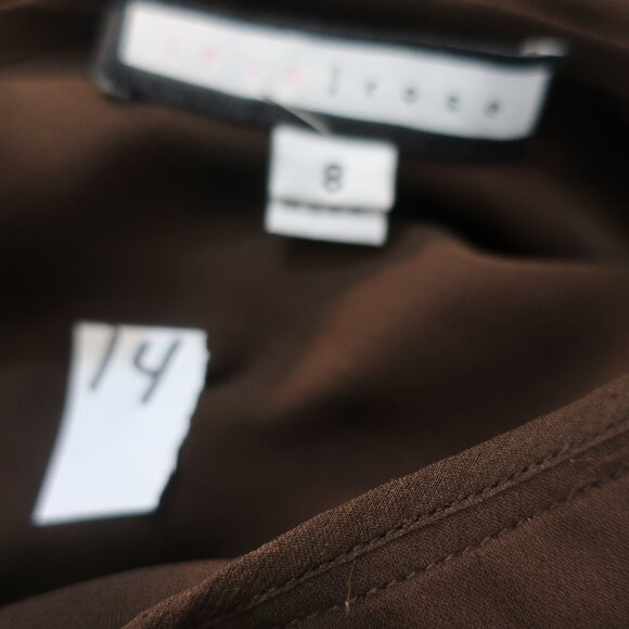 Womens 2PC Lela Rose 100% Silk Brown Blouse, Skirt Set 8 - Picture 11 of 11